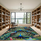Exquisite Peacock Garden Floral Area Rug