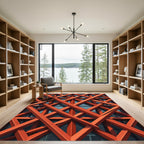 Bold Terracotta Structural Grid Lattice Rug