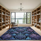 Blue and Purple Clover Lattice Rug