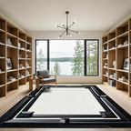 Modern Black Geometric Frame Rug