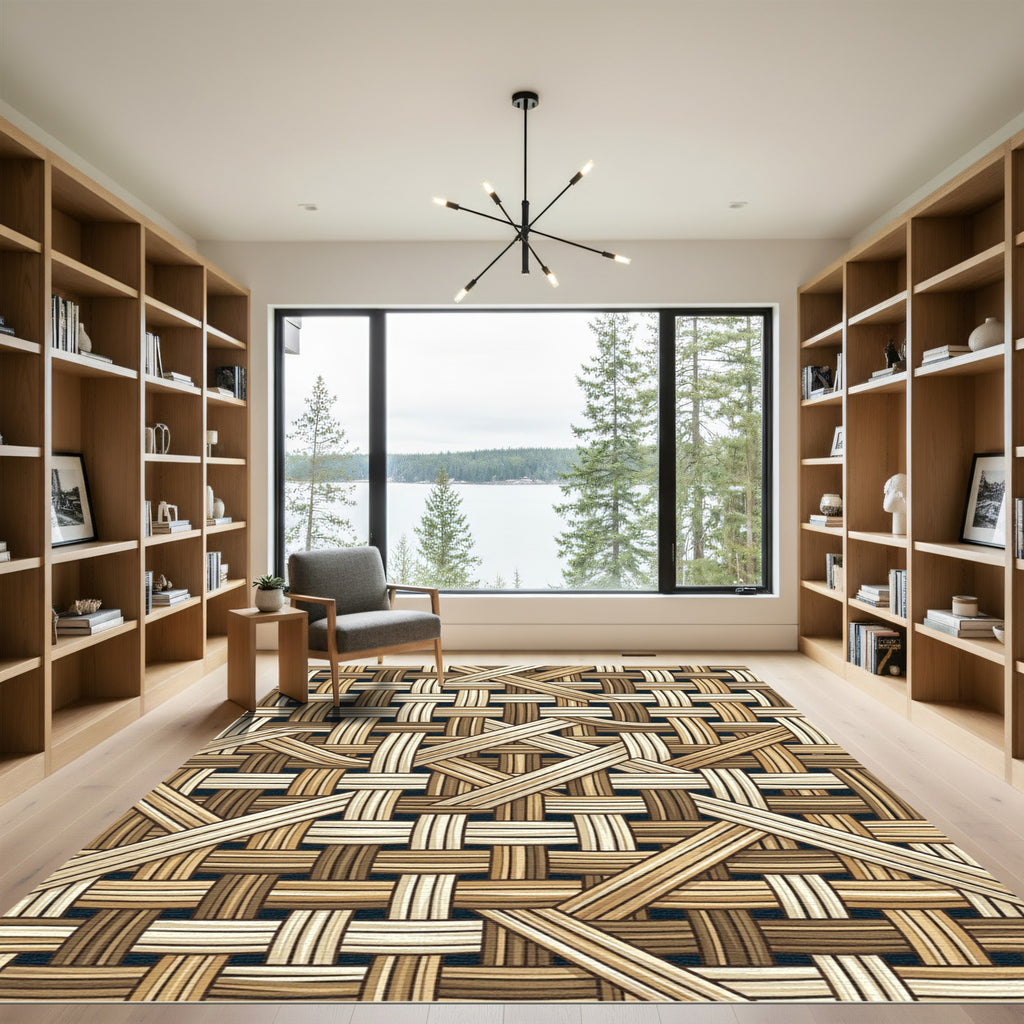 Woven Tan Natural Intersecting Texture Rug