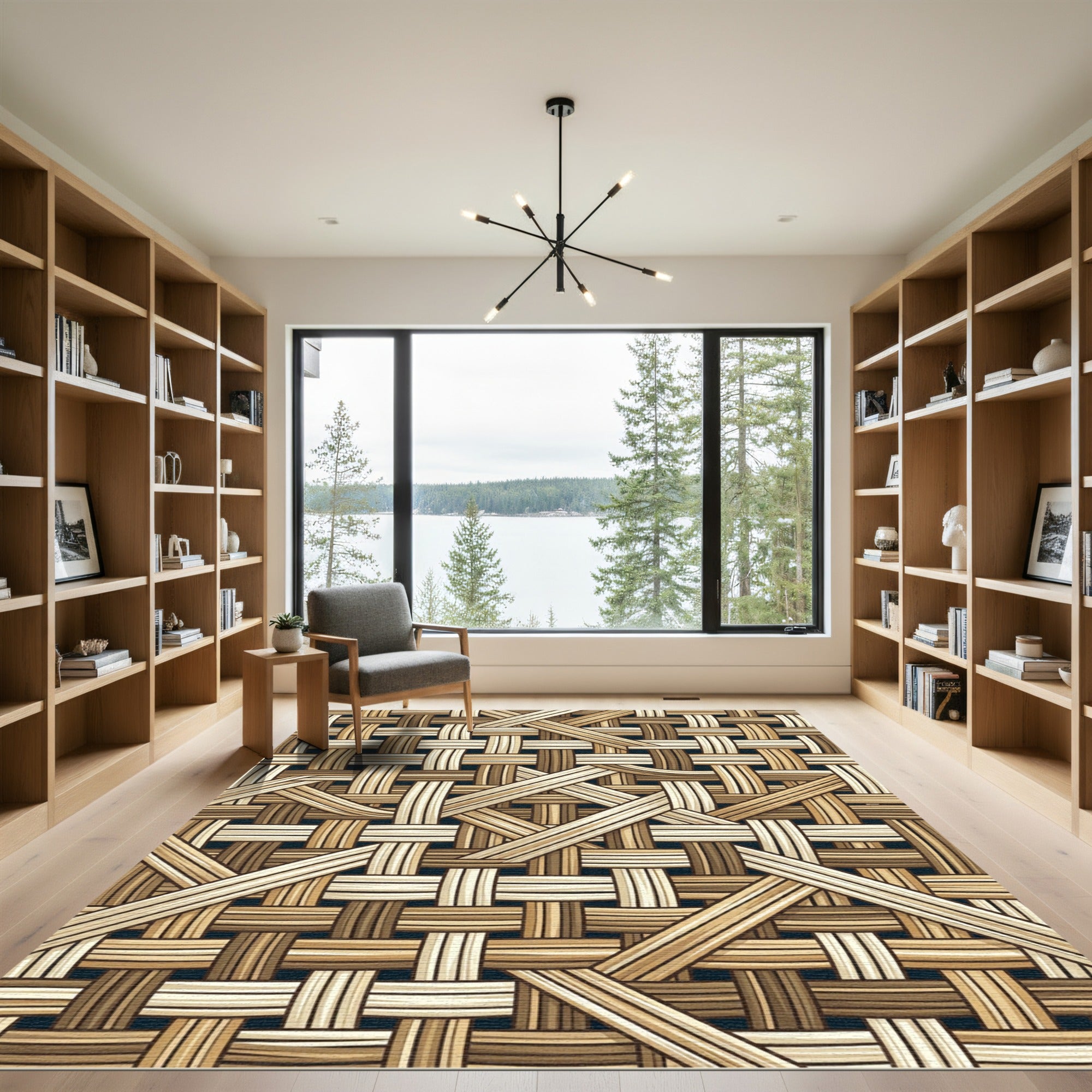 Woven Tan Natural Intersecting Texture Rug