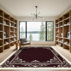 Ornate Cream Flourish Border Rug