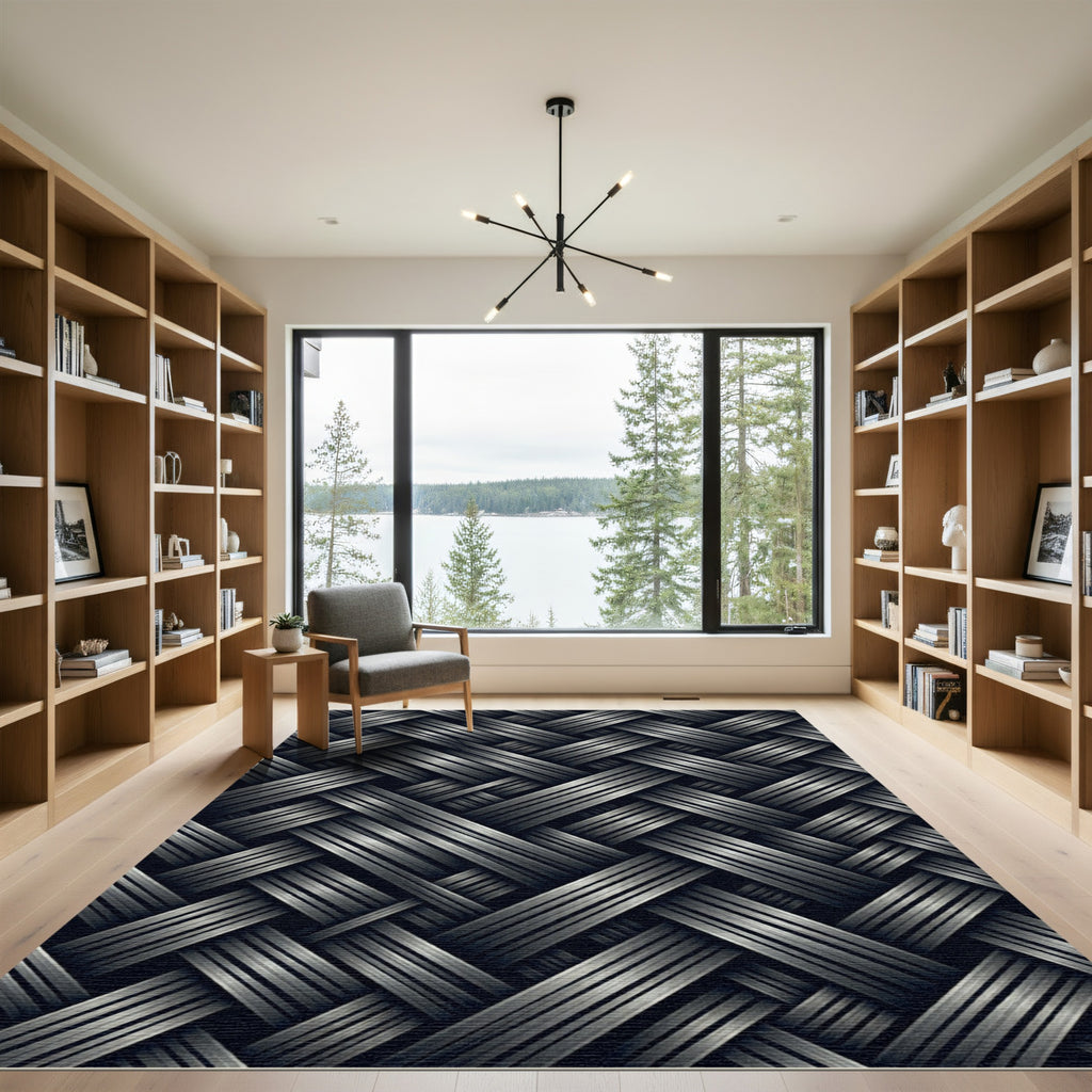 Interlocking Strands Dark Gray Rug