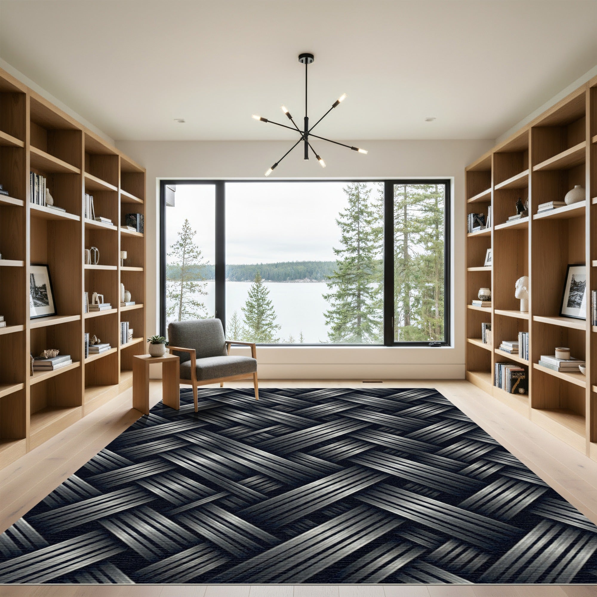 Interlocking Strands Dark Gray Rug