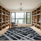 Monochromatic Geometric Intersecting Linear Art Rug
