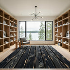 Dark Wood Grain Vertical Planks Rug