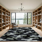 Modern Gray Camouflage Abstract Rug