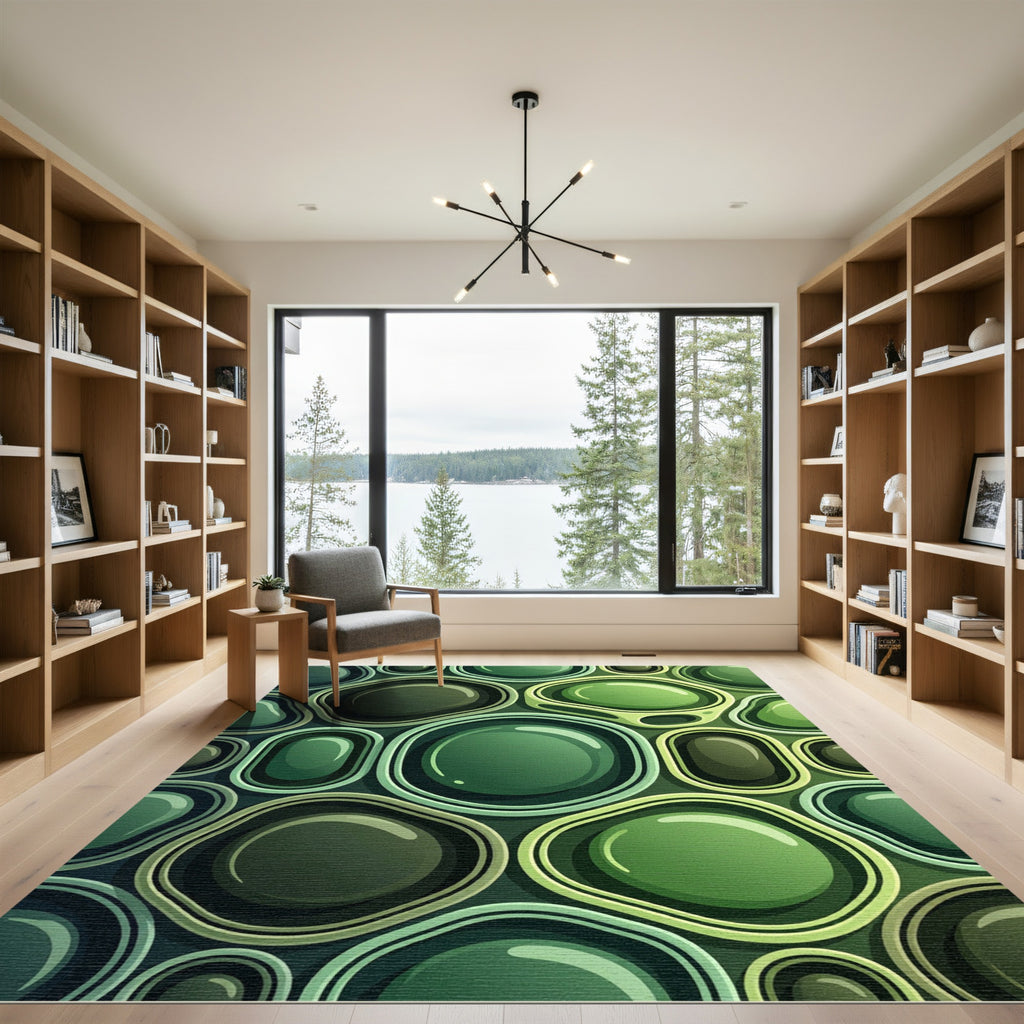 Organic Emerald Green Rounded Pebble Rug