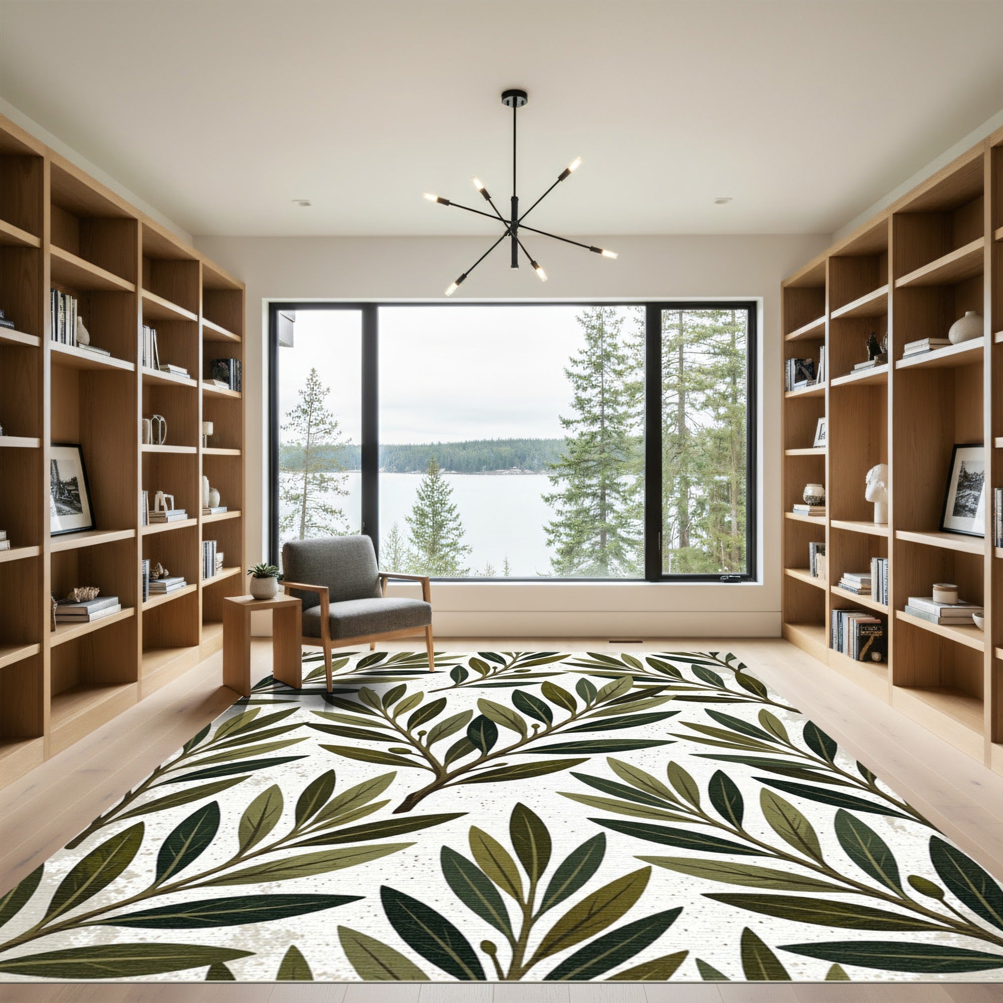Earth Tones Olive Branch Botanical Rug