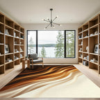 Chocolate Cream Swirl Abstract Lines Rug