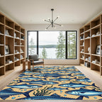 Blue Fish School Repeating Design Rug