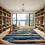 Rustic Blue Wood Grain Horizon Rug