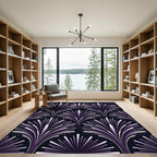 Art Deco Purple Fanburst Swirl Rug