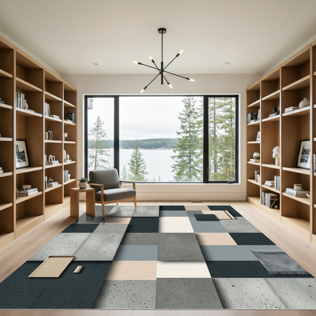 Monochromatic Concrete Block Composition Rug