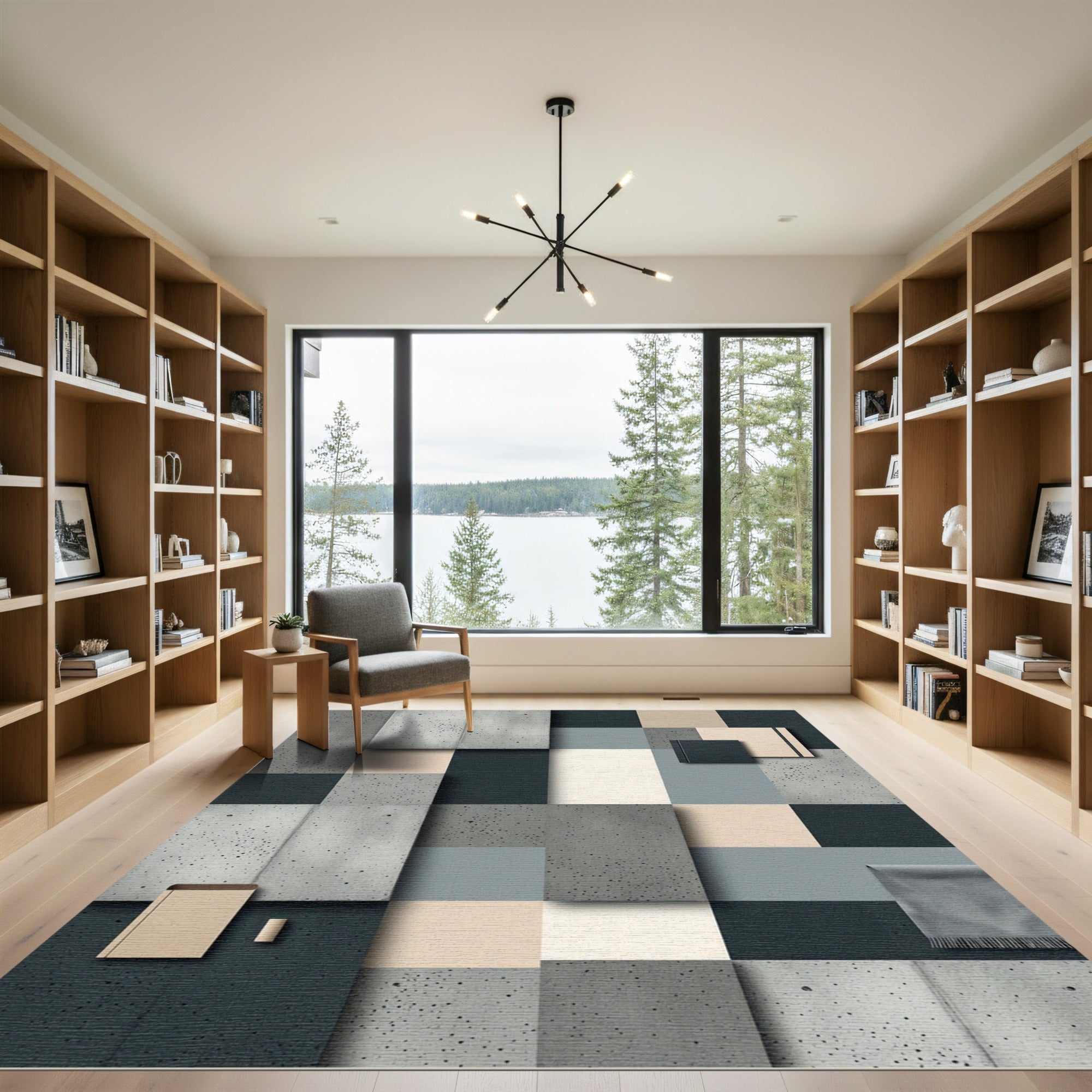 Monochromatic Concrete Block Composition Rug
