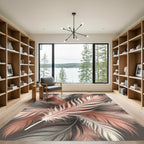 Elegant Blush and Charcoal Feather Art Rug