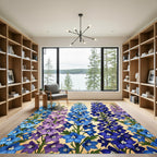 Blue Purple Floral Tall Stalks Rug