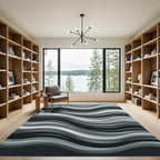 Monochromatic Abstract Wave Lines Rug