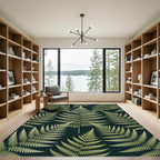 Green Fern Frond Forest Arrangement Rug