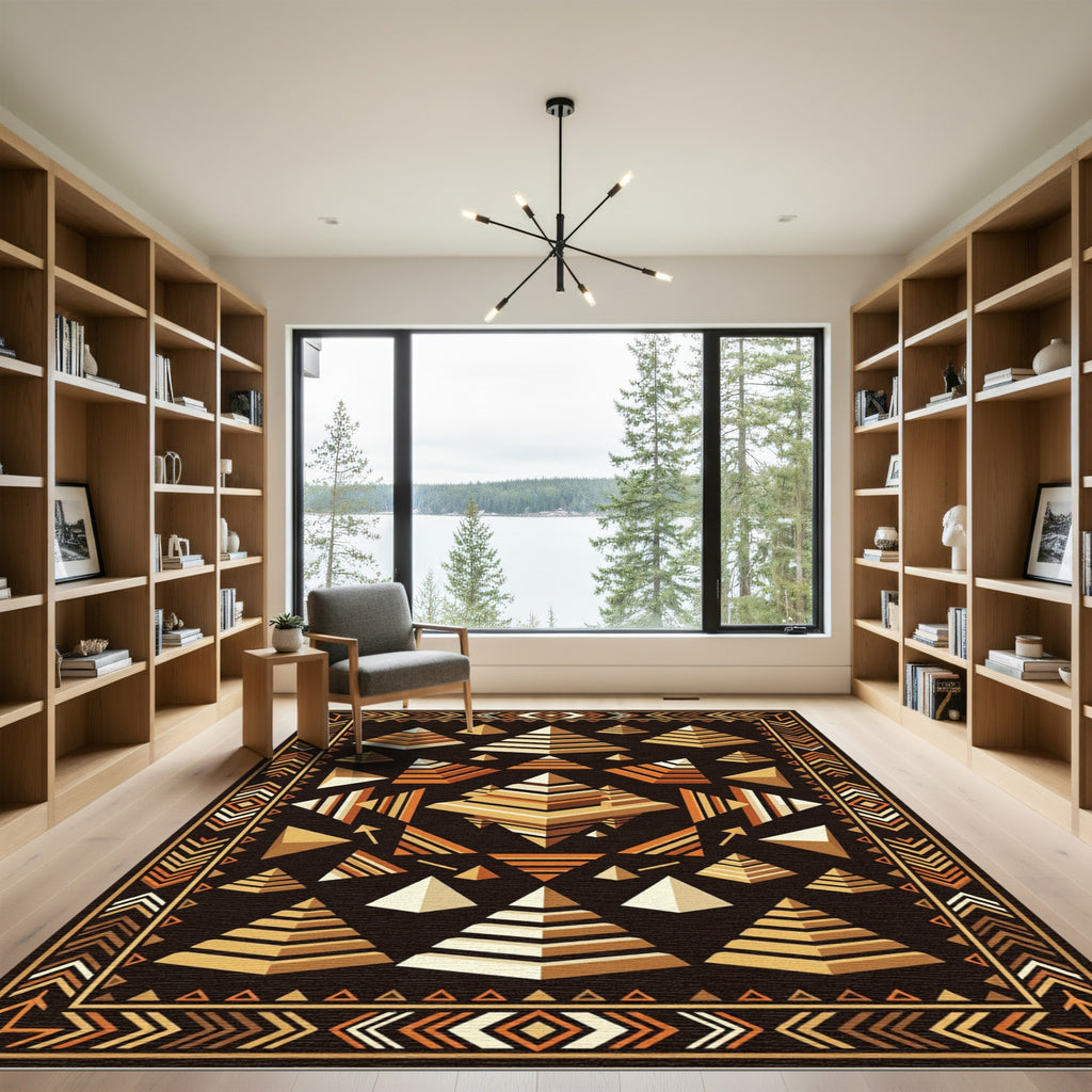 Golden Pyramid Collection Geometric Rug