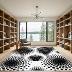 Black White Dog Halftone Dot Composition Rug