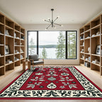 Crimson Mid-Century Modern Holiday Ornaments Rug