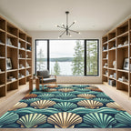 Coastal Scallop Shell Sea Wave Art Rug