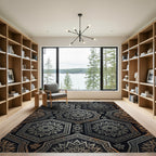 Metallic Hexagon Floral Art Deco Wallpaper Rug