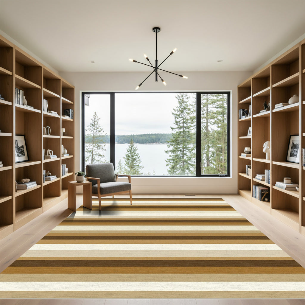 Neutral Hues Parallel Lines Rug