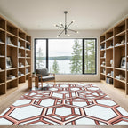 Copper Geometric Hexagon Illusion Structure Rug