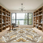 Antique Gold Acanthus Leaf Scroll Rug