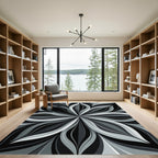 Monochrome Gray Organic Swirl Rug