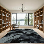 Monochromatic Ink Brush Stroke Rug