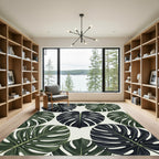 Monstera Tropical Foliage Leaves Rug
