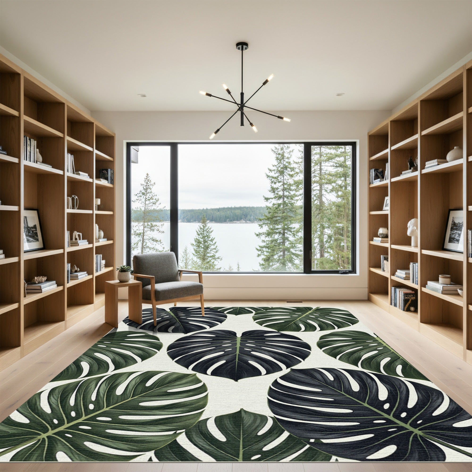 Monstera Tropical Foliage Leaves Rug