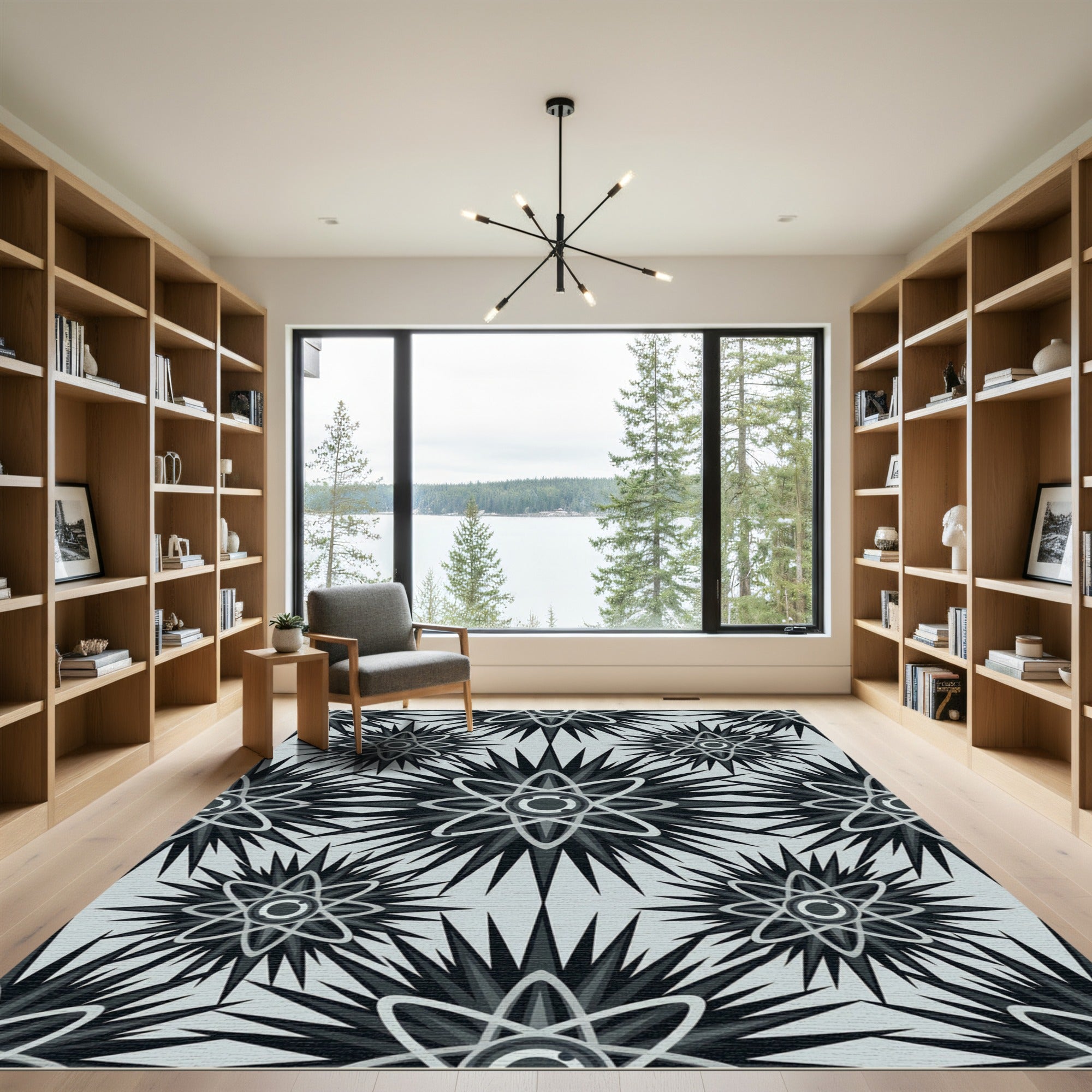 Monochromatic Atom Starburst Spiky Rug