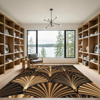 Gold Fan Abstract Geometric Repeating Rug