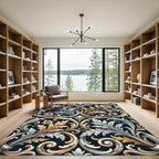 Ornate Ivory Gold Floral Accents Rug