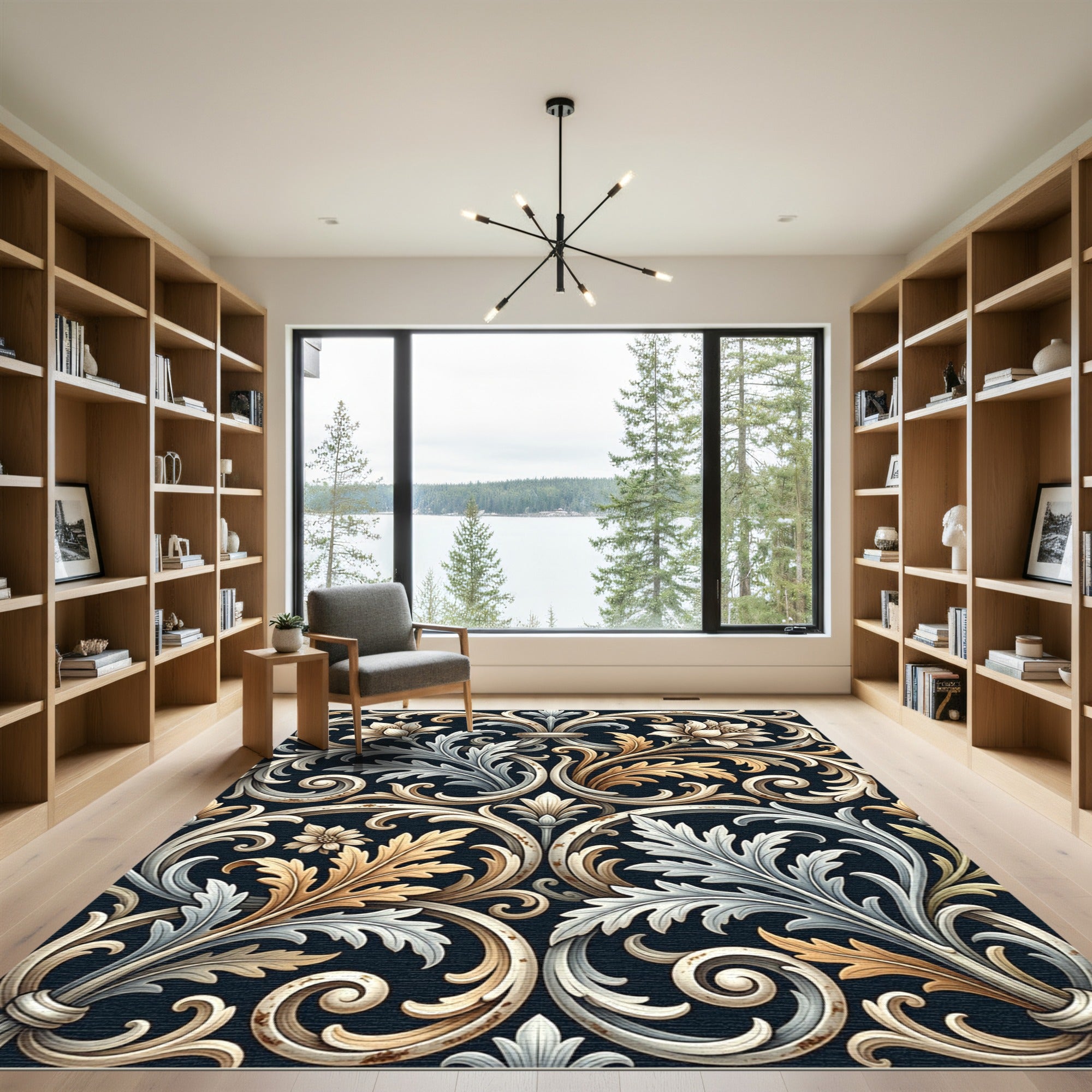 Ornate Ivory Gold Floral Accents Rug