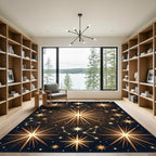 Celestial Gold Starry Night Tapestry Rug