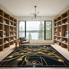 Abstract Golden Basketball Motion Court Rug