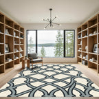 Cream Gray Gothic Arch Lattice Rug