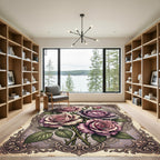 Vintage Victorian Dusty Rose Floral Bouquet Rug