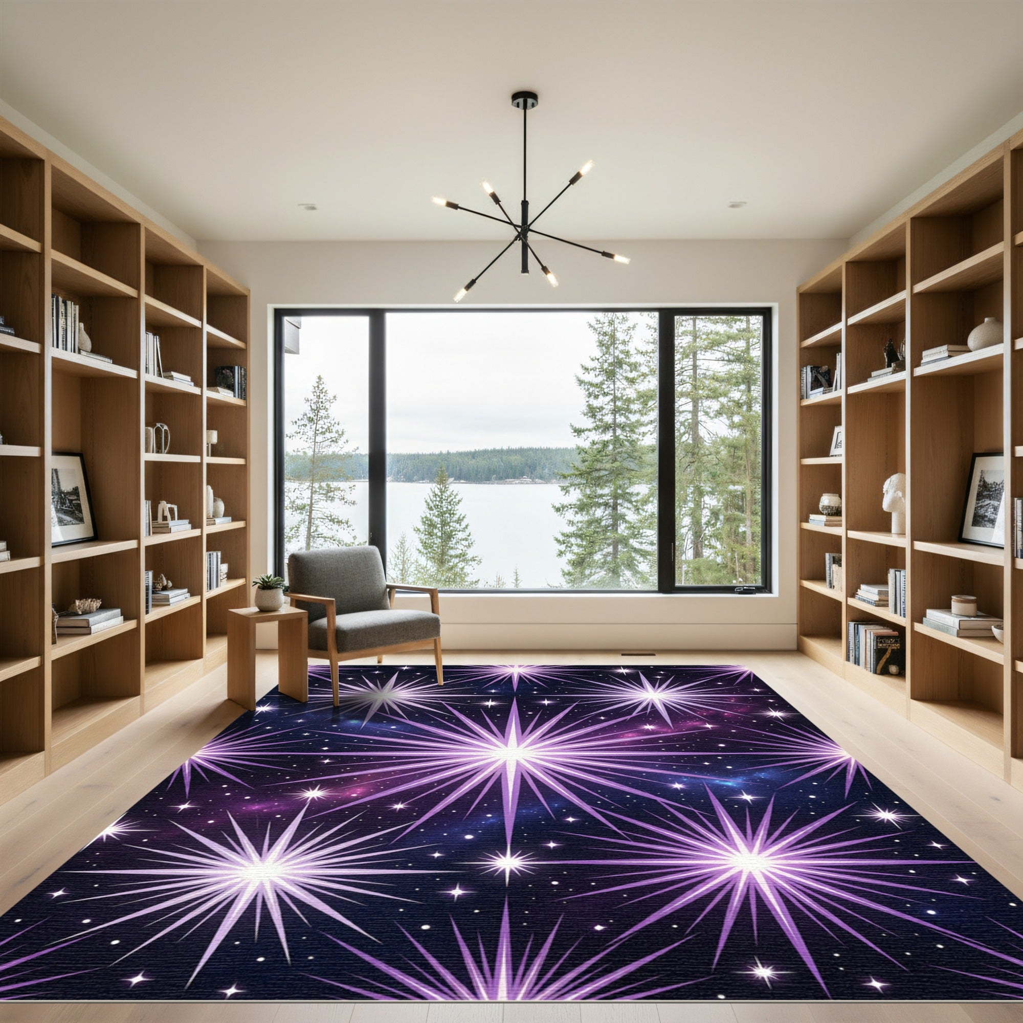 Cosmic Purple Starry Night Rug