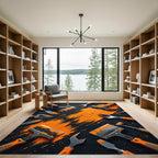 Textured Orange Paint Stroke Abstract Art Rug