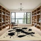 Abstract Black Ink Splatter Area Rug