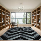 Gray Chevron Geometric Illusion Rug