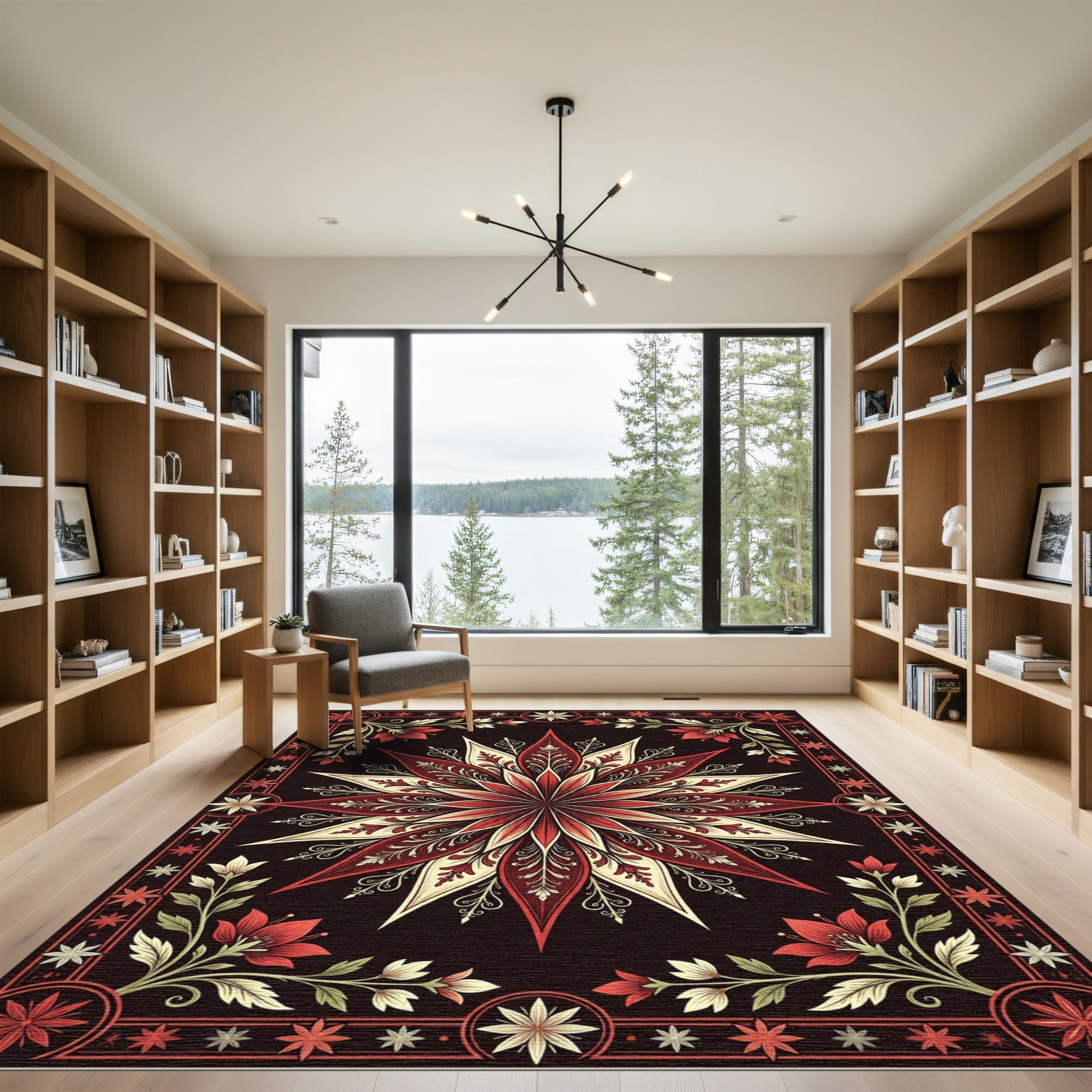 Grand Starburst Floral Medallion Borders Rug