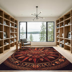 Crimson Floral Medallion Paisley Compass Rug